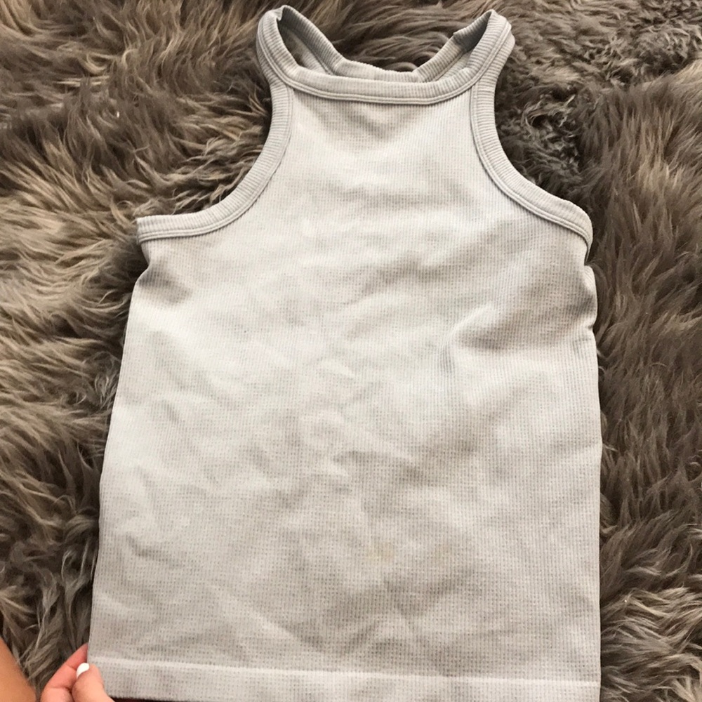 Grey lace up tank